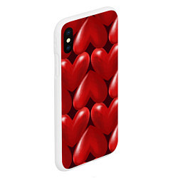 Чехол iPhone XS Max матовый Red hearts, цвет: 3D-белый — фото 2