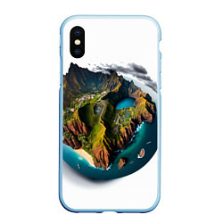 Чехол iPhone XS Max матовый Планета с одним островом, цвет: 3D-голубой
