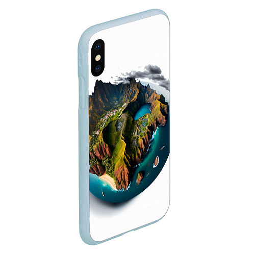 Чехол iPhone XS Max матовый Планета с одним островом / 3D-Голубой – фото 2