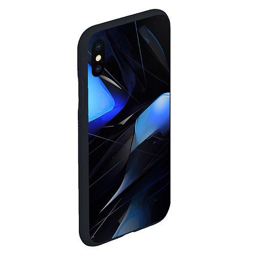 Чехол iPhone XS Max матовый Black blue elements / 3D-Черный – фото 2