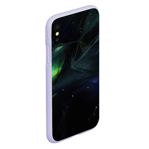 Чехол iPhone XS Max матовый Dark green black elements / 3D-Светло-сиреневый – фото 2