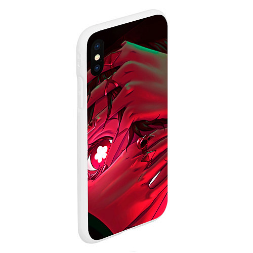 Чехол iPhone XS Max матовый Ху Тао смотрит - Геншин / 3D-Белый – фото 2