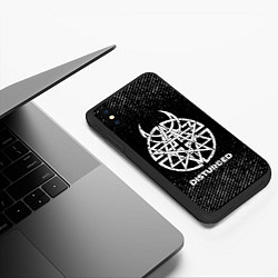 Чехол iPhone XS Max матовый Disturbed с потертостями на темном фоне, цвет: 3D-черный — фото 2