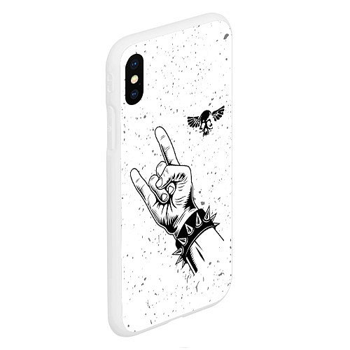 Чехол iPhone XS Max матовый Nazareth и рок символ / 3D-Белый – фото 2
