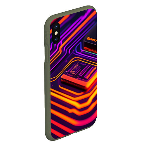 Чехол iPhone XS Max матовый Микрочип / 3D-Темно-зеленый – фото 2