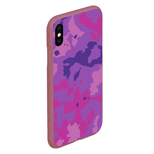 Чехол iPhone XS Max матовый Фиолетовый камуфляж / 3D-Малиновый – фото 2