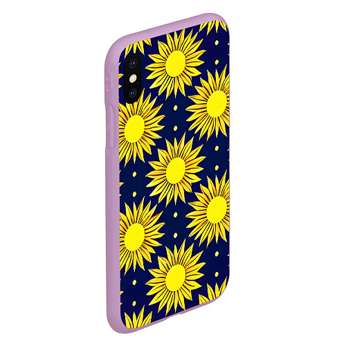 Чехол iPhone XS Max матовый Солнечный паттерн / 3D-Сиреневый – фото 2