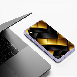 Чехол iPhone XS Max матовый Gold black luxury, цвет: 3D-светло-сиреневый — фото 2