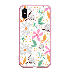 Чехол iPhone XS Max матовый Spring flowers, цвет: 3D-розовый