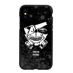 Чехол iPhone XS Max матовый Tokyo Ghoul glitch на темном фоне, цвет: 3D-черный
