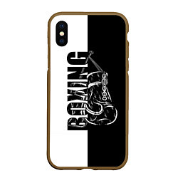 Чехол iPhone XS Max матовый Boxing чёрно-белое, цвет: 3D-коричневый