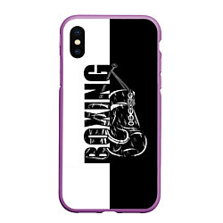 Чехол iPhone XS Max матовый Boxing чёрно-белое, цвет: 3D-фиолетовый