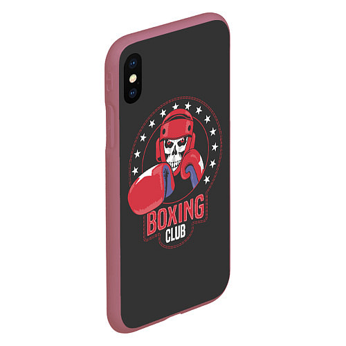 Чехол iPhone XS Max матовый Boxing club - боксёр / 3D-Малиновый – фото 2