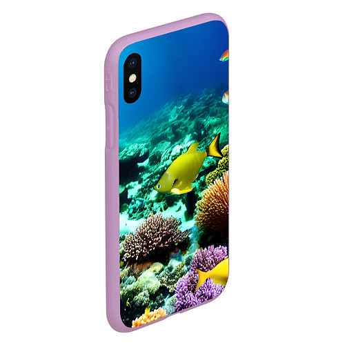 Чехол iPhone XS Max матовый Рыбы на дне моря / 3D-Сиреневый – фото 2