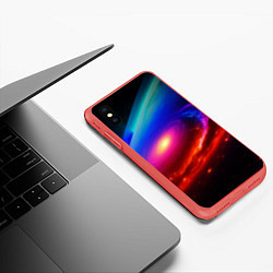 Чехол iPhone XS Max матовый Неоновая галактика, цвет: 3D-красный — фото 2