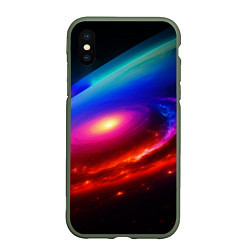 Чехол iPhone XS Max матовый Неоновая галактика, цвет: 3D-темно-зеленый