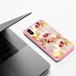 Чехол iPhone XS Max матовый Желтые и нежно-розовые орхидеи - паттерн, цвет: 3D-баблгам — фото 2