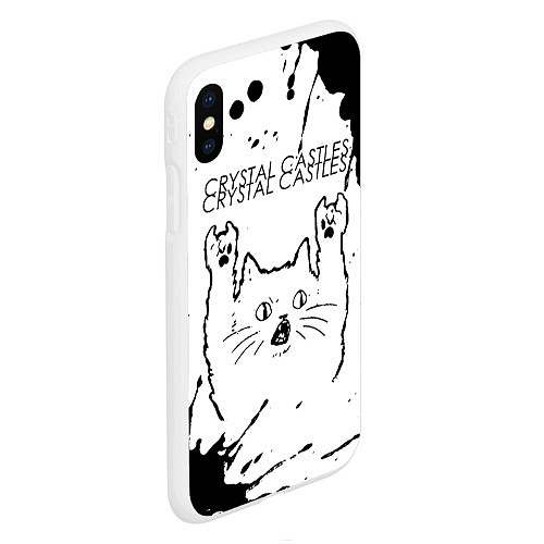 Чехол iPhone XS Max матовый Crystal Castles рок кот на светлом фоне / 3D-Белый – фото 2