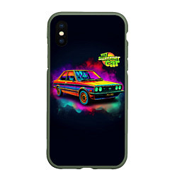 Чехол iPhone XS Max матовый My summer car Toyota Corolla E80 Bright, цвет: 3D-темно-зеленый