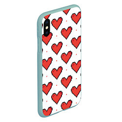 Чехол iPhone XS Max матовый Pixel heart, цвет: 3D-мятный — фото 2