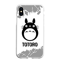 Чехол iPhone XS Max матовый Totoro glitch на светлом фоне, цвет: 3D-белый