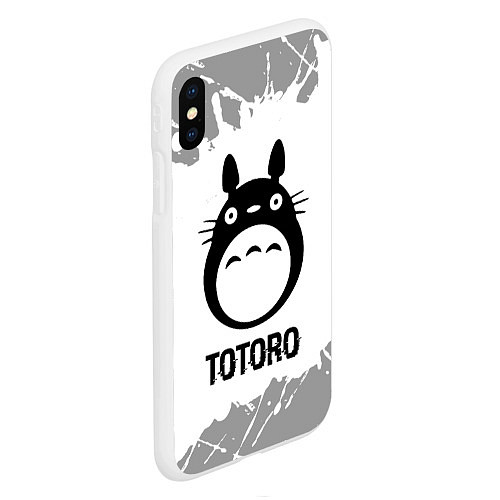 Чехол iPhone XS Max матовый Totoro glitch на светлом фоне / 3D-Белый – фото 2