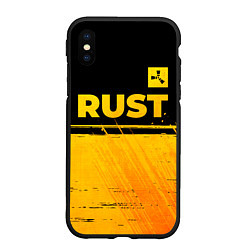 Чехол iPhone XS Max матовый Rust - gold gradient: символ сверху, цвет: 3D-черный