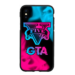 Чехол iPhone XS Max матовый GTA - neon gradient, цвет: 3D-черный