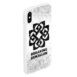 Чехол iPhone XS Max матовый Breaking Benjamin с потертостями на светлом фоне, цвет: 3D-белый — фото 2