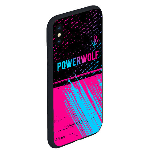 Чехол iPhone XS Max матовый Powerwolf - neon gradient: символ сверху / 3D-Черный – фото 2