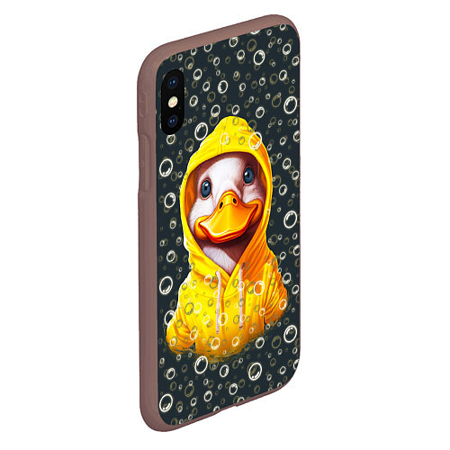 Чехол iPhone XS Max матовый Забавный утёнок в капюшоне / 3D-Коричневый – фото 2