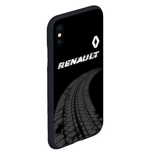 Чехол iPhone XS Max матовый Renault speed на темном фоне со следами шин: симво / 3D-Черный – фото 2