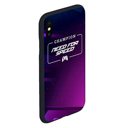 Чехол iPhone XS Max матовый Need for Speed gaming champion: рамка с лого и джо / 3D-Черный – фото 2