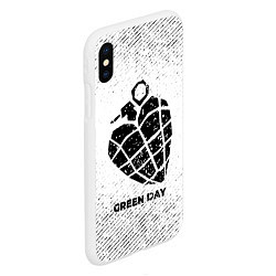 Чехол iPhone XS Max матовый Green Day с потертостями на светлом фоне, цвет: 3D-белый — фото 2