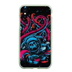 Чехол iPhone XS Max матовый Космический монстр, цвет: 3D-салатовый