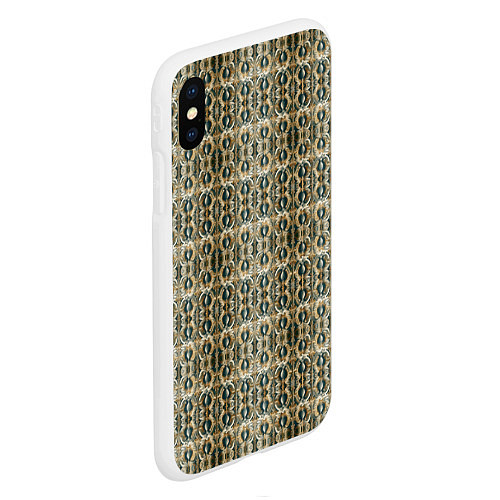 Чехол iPhone XS Max матовый Золотистые симметричные узоры / 3D-Белый – фото 2
