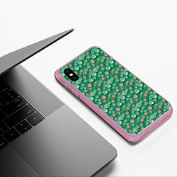 Чехол iPhone XS Max матовый Объемные цветочки, цвет: 3D-розовый — фото 2