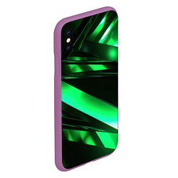 Чехол iPhone XS Max матовый Зеленая неоновая абстракция, цвет: 3D-фиолетовый — фото 2
