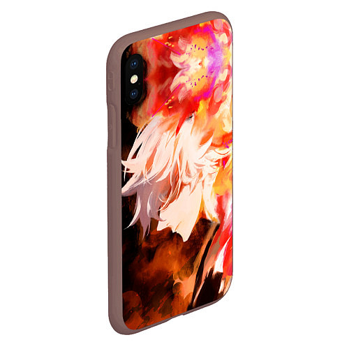 Чехол iPhone XS Max матовый Габимару в цветном огне / 3D-Коричневый – фото 2