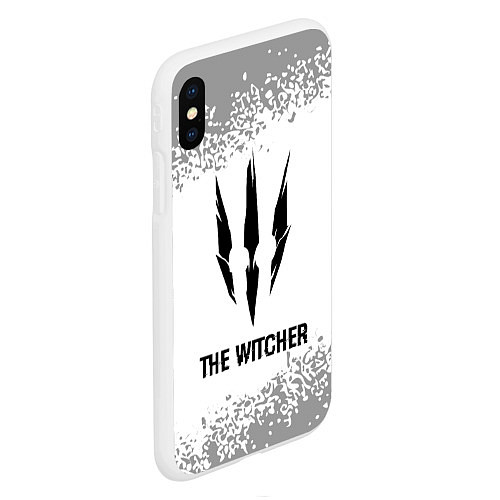 Чехол iPhone XS Max матовый The Witcher glitch на светлом фоне / 3D-Белый – фото 2