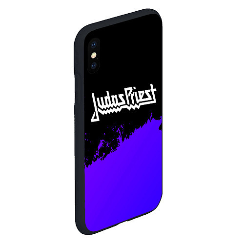 Чехол iPhone XS Max матовый Judas Priest purple grunge / 3D-Черный – фото 2