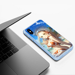 Чехол iPhone XS Max матовый Девушка сидит на пляже, цвет: 3D-голубой — фото 2