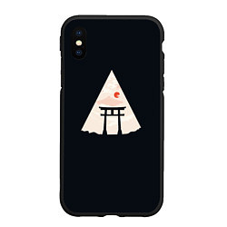 Чехол iPhone XS Max матовый Японские ворота Тории в горах, цвет: 3D-черный