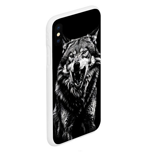 Чехол iPhone XS Max матовый Злой волчара / 3D-Белый – фото 2