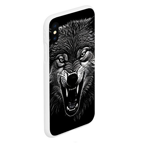 Чехол iPhone XS Max матовый Злой волчара / 3D-Белый – фото 2