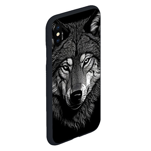 Чехол iPhone XS Max матовый Спокойный уверенный волк / 3D-Черный – фото 2