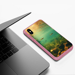 Чехол iPhone XS Max матовый Рыбки в море, цвет: 3D-малиновый — фото 2