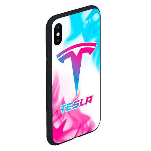 Чехол iPhone XS Max матовый Tesla neon gradient style / 3D-Черный – фото 2