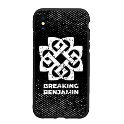 Чехол iPhone XS Max матовый Breaking Benjamin с потертостями на темном фоне, цвет: 3D-черный