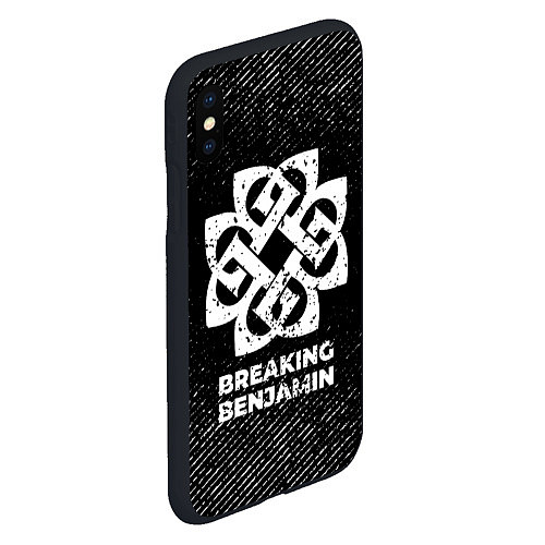 Чехол iPhone XS Max матовый Breaking Benjamin с потертостями на темном фоне / 3D-Черный – фото 2